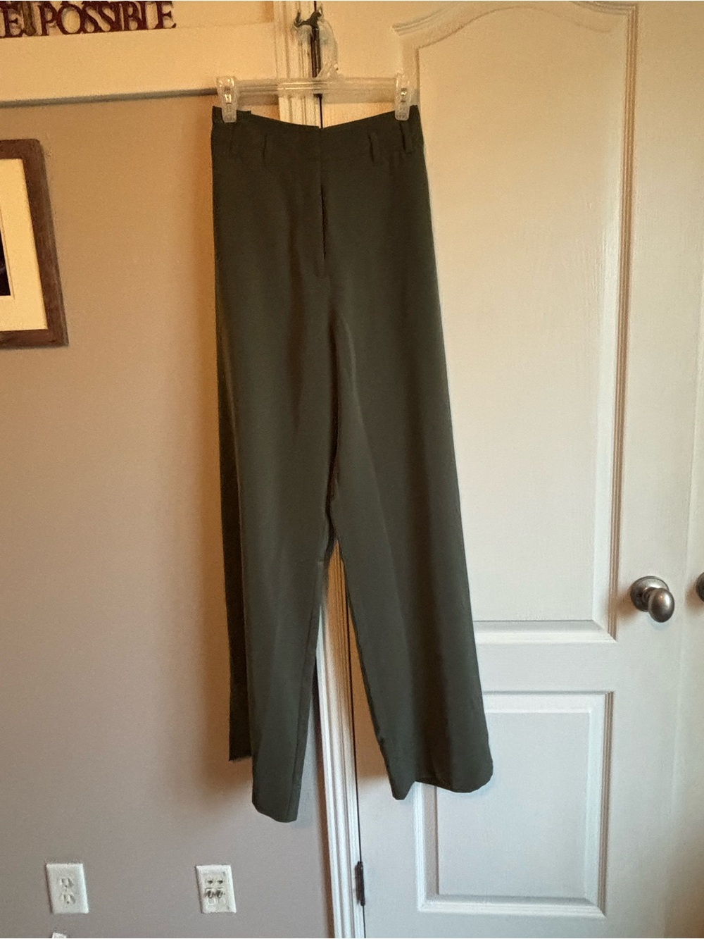 Olive Wide-Leg Women's Dress Pants